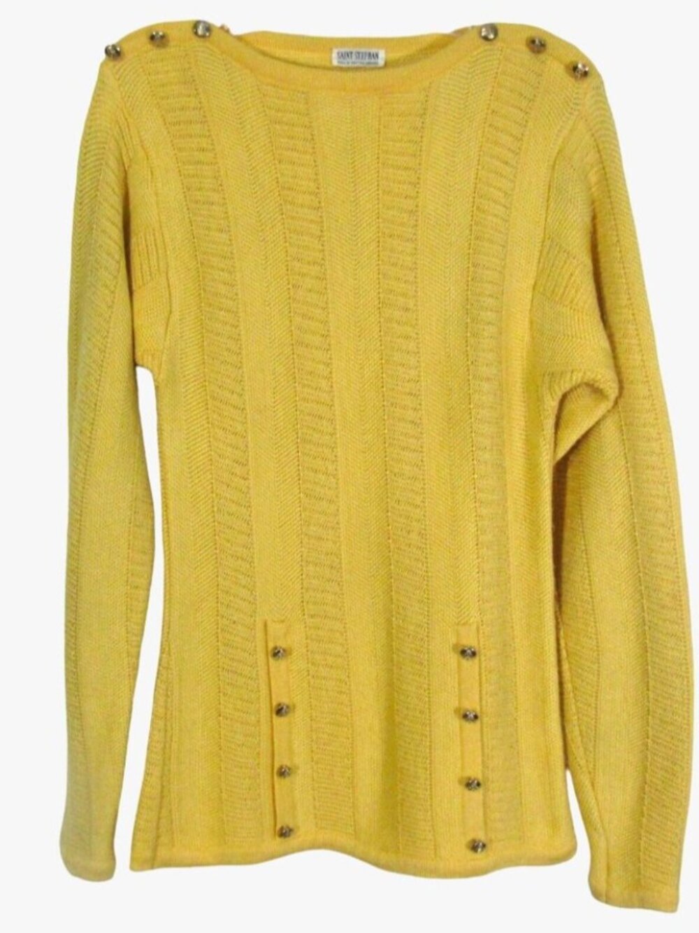 Vintage Saint Stephan Yellow Virgin Wool Blend Sweater Size 38 West Germany